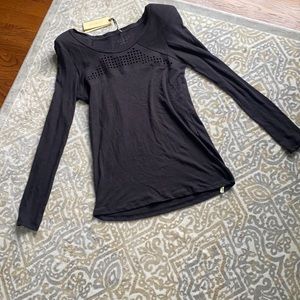 NWT!!! Long sleeve black shirt with shoulder pads